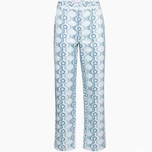 Aritzia Sun-deh Jaden 70's Vector Blue Geo Floral Twill Cotton Pant wide leg